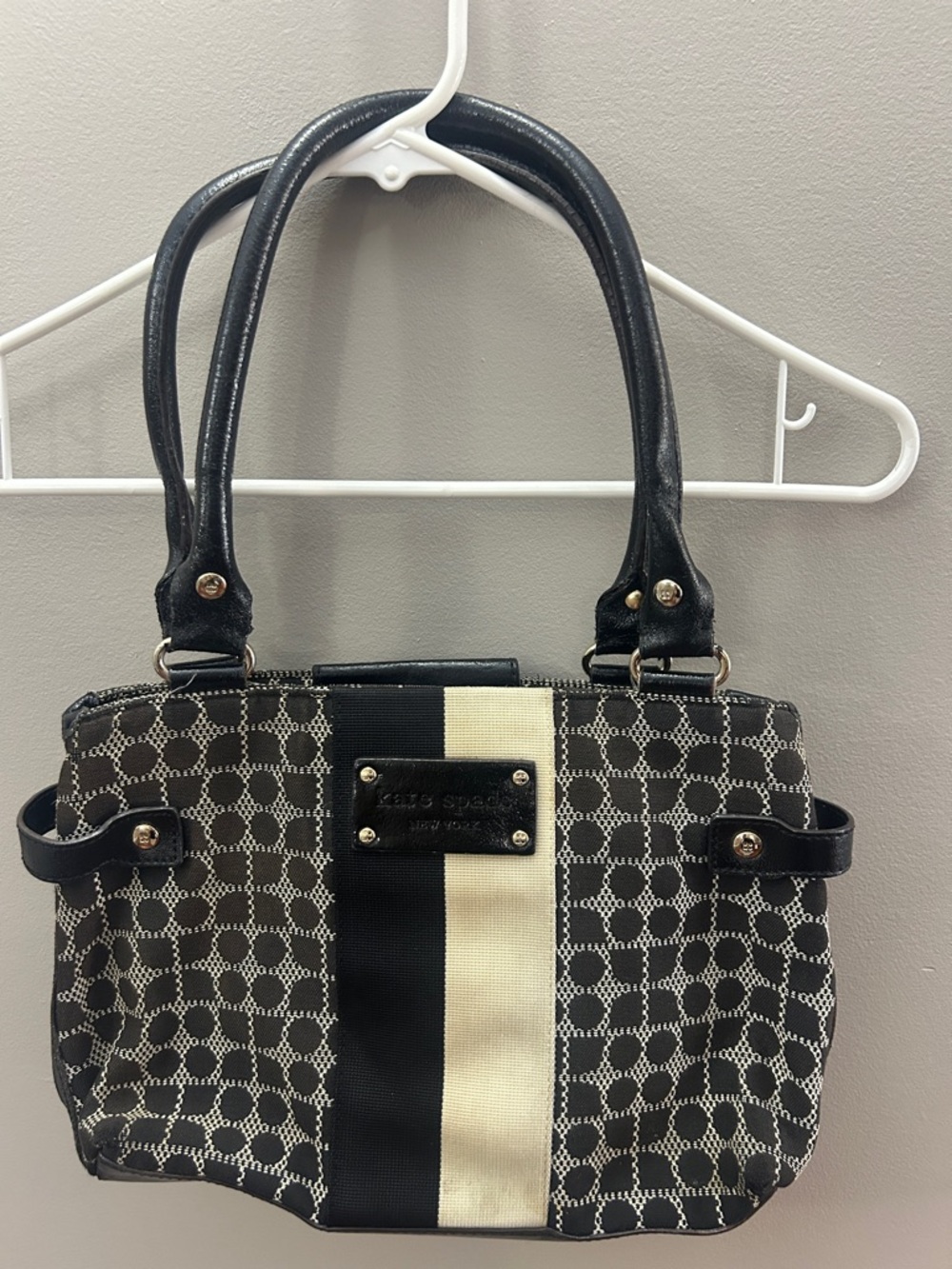 Kate Spade Geometric Black & White Stripe Classic Purse